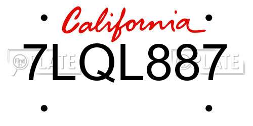 7LQL887 California License Plate