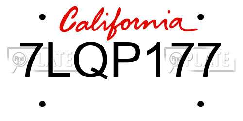 7LQP177 California License Plate