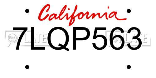 7LQP563 California License Plate