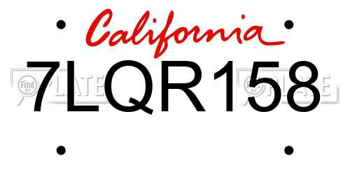 7LQR158 California License Plate