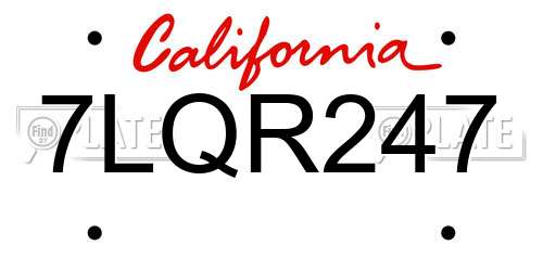 7LQR247 California License Plate