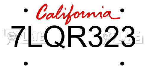 7LQR323 California License Plate