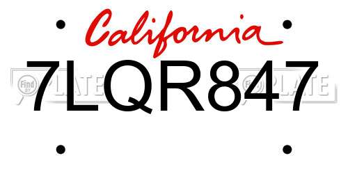 7LQR847 California License Plate