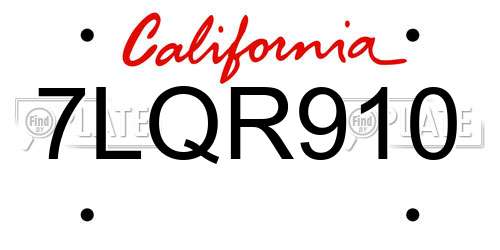 7LQR910 California License Plate