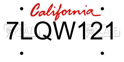 7LQW121 California License Plate