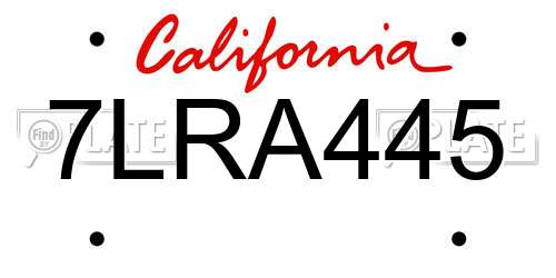 7LRA445 California License Plate