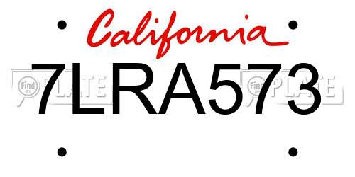 7LRA573 California License Plate