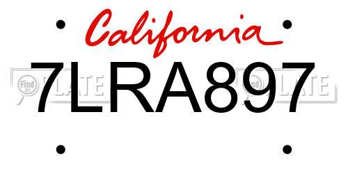 7LRA897 California License Plate