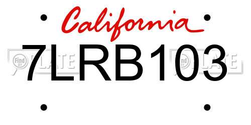 7LRB103 California License Plate