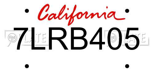 7LRB405 California License Plate