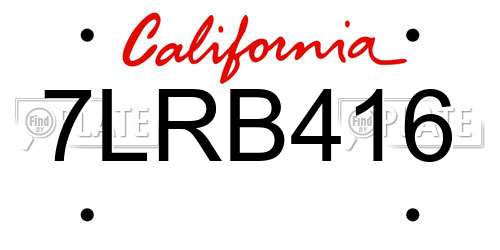 7LRB416 California License Plate