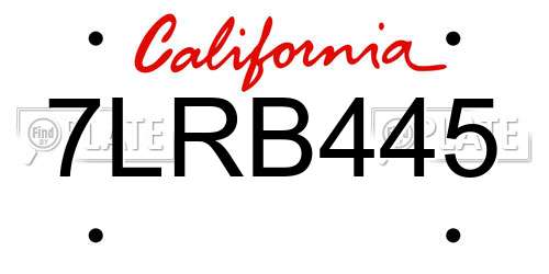 7LRB445 California License Plate