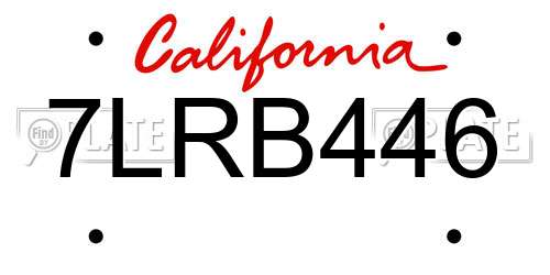 7LRB446 California License Plate