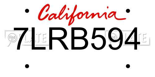 7LRB594 California License Plate