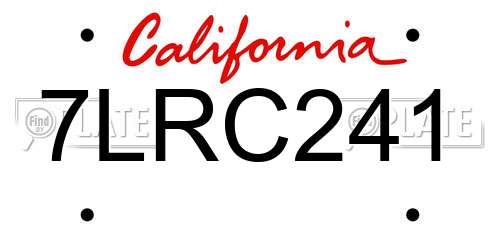 7LRC241 California License Plate