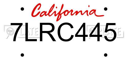 7LRC445 California License Plate