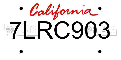 7LRC903 California License Plate