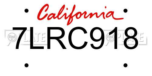7LRC918 California License Plate