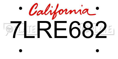 7LRE682 California License Plate