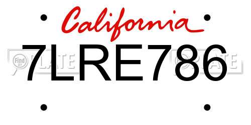 7LRE786 California License Plate