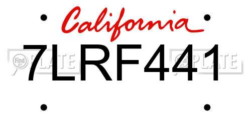 7LRF441 California License Plate