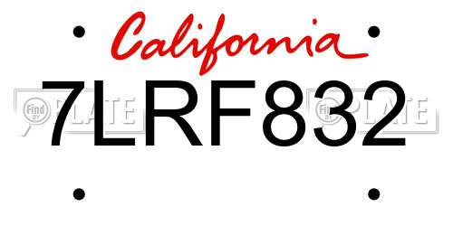 7LRF832 California License Plate