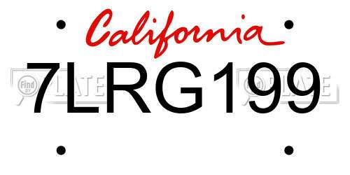 7LRG199 California License Plate