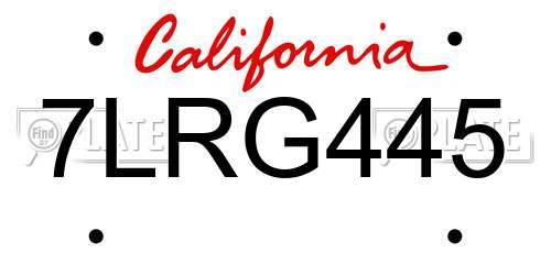 7LRG445 California License Plate