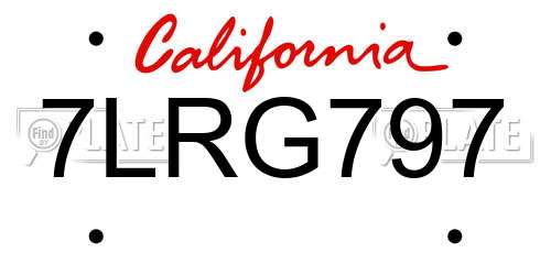 7LRG797 California License Plate