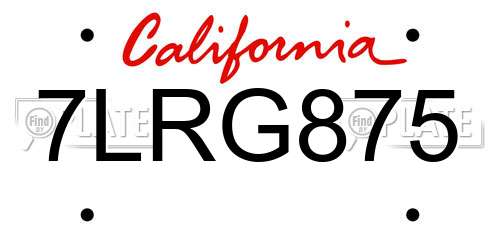 7LRG875 California License Plate