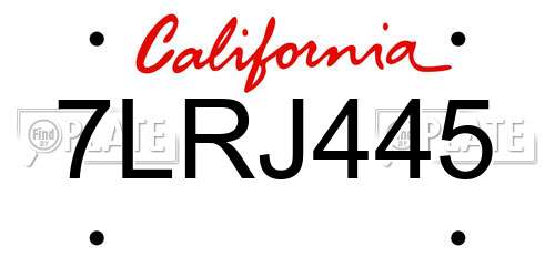 7LRJ445 California License Plate