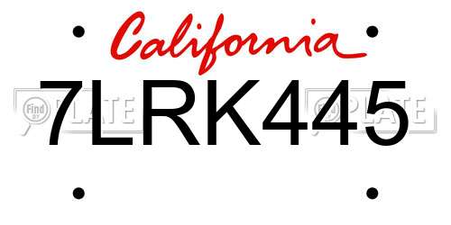 7LRK445 California License Plate