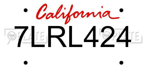 7LRL424 California License Plate