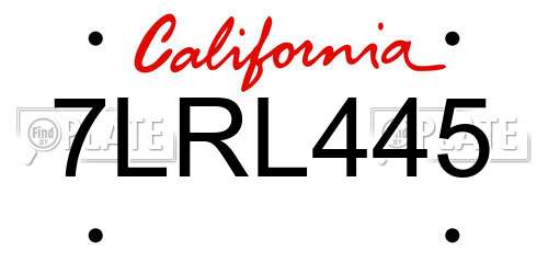 7LRL445 California License Plate