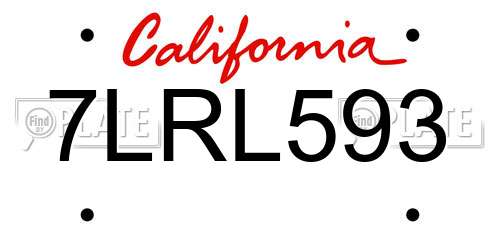 7LRL593 California License Plate