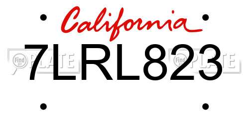 7LRL823 California License Plate