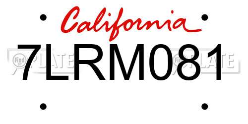 7LRM081 California License Plate