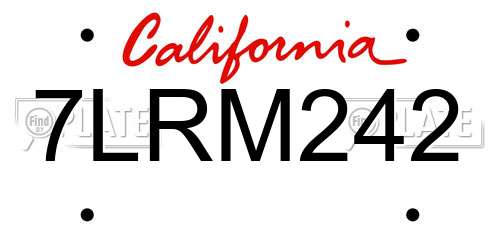 7LRM242 California License Plate
