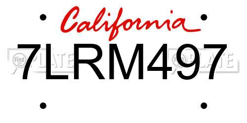 7LRM497 California License Plate