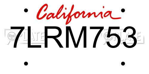 7LRM753 California License Plate