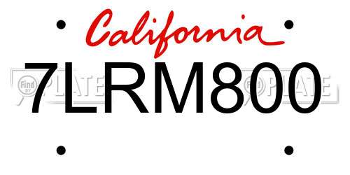 7LRM800 California License Plate