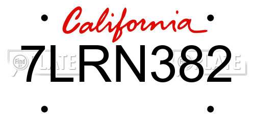 7LRN382 California License Plate