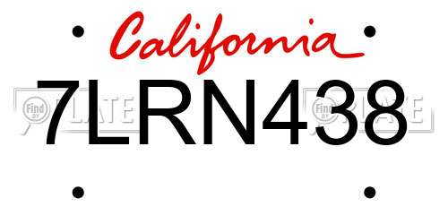 7LRN438 California License Plate