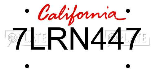 7LRN447 California License Plate
