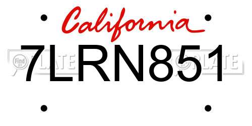 7LRN851 California License Plate