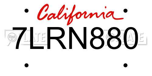 7LRN880 California License Plate