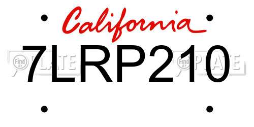 7LRP210 California License Plate