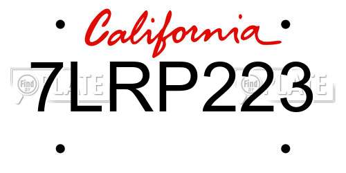 7LRP223 California License Plate