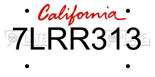 7LRR313 California License Plate