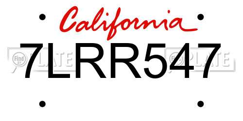 7LRR547 California License Plate
